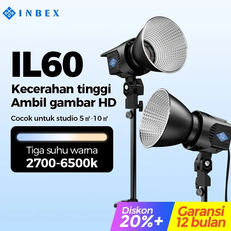INBEX IL60 Lighting Studio 60W Kecerahan Tinggi Kontent Kreator Lampu Portabel Studio Kecil