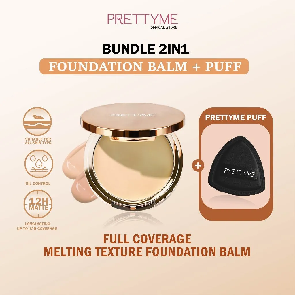 [PROMO SET!!] PRETTYME Foundition balm compact liquid foundation solid balm base makeup Waterproof