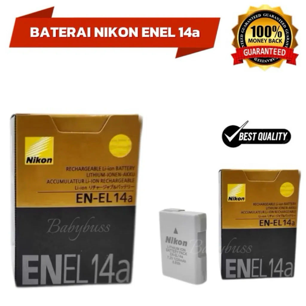 Baterai Nikon EN-EL14A  (Silver) Baterai Nikon EN-EL14A untuk D3100 D3200 D3300 D5100 D5200 D5300 D5500 DF