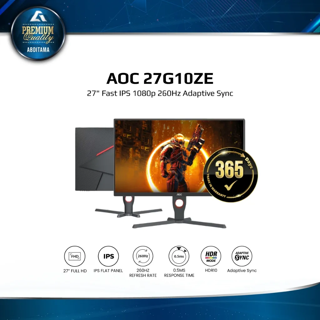 AOC 27G10ZE 27" Fast IPS FHD 1080p 260Hz 0.5ms 129% sRGB HDR10 HDMI2.0x2 DP1.4x1