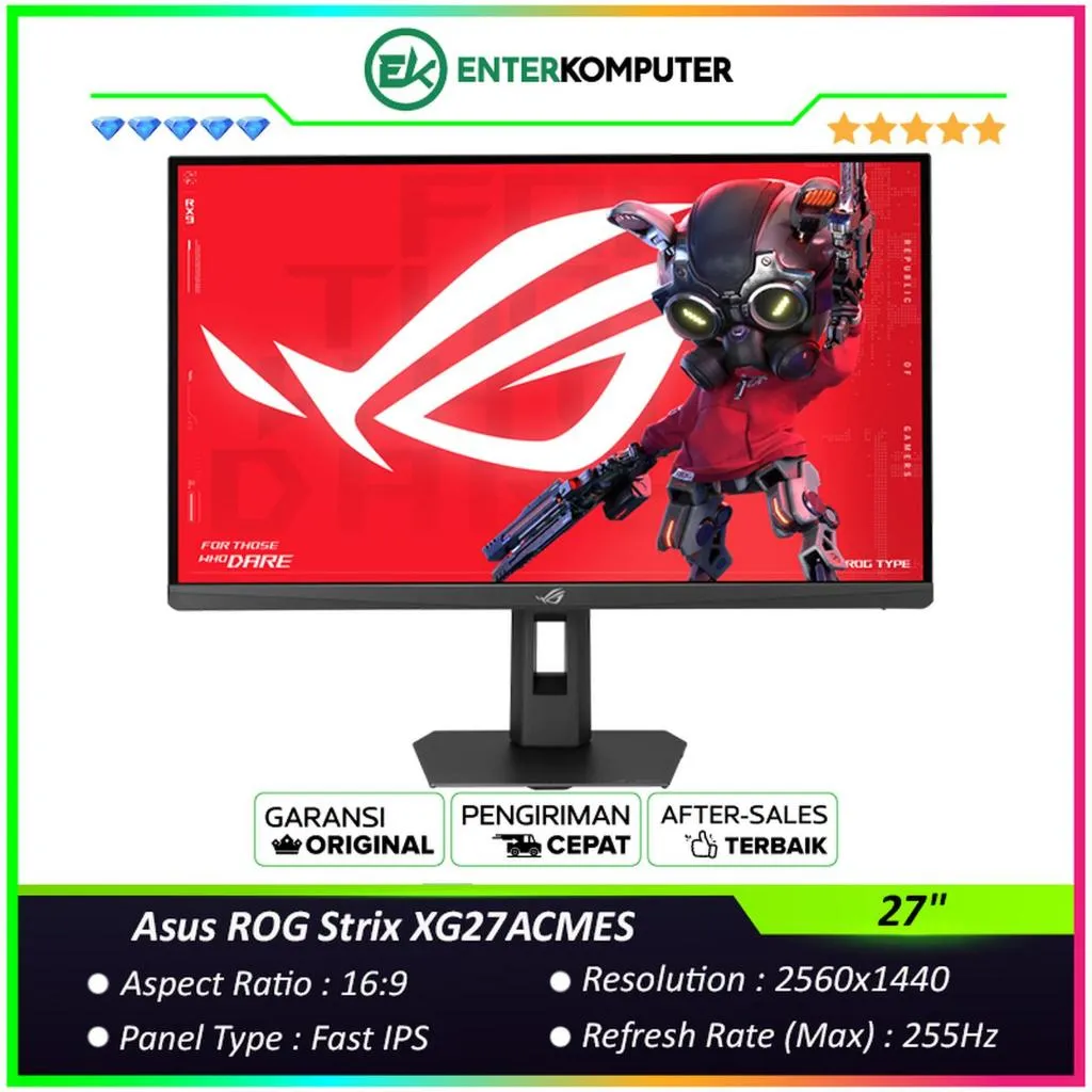 Asus ROG Strix XG27ACMES 27" WQHD Fast IPS 255Hz HDR400 USB-C PD 15W Gaming Monitor