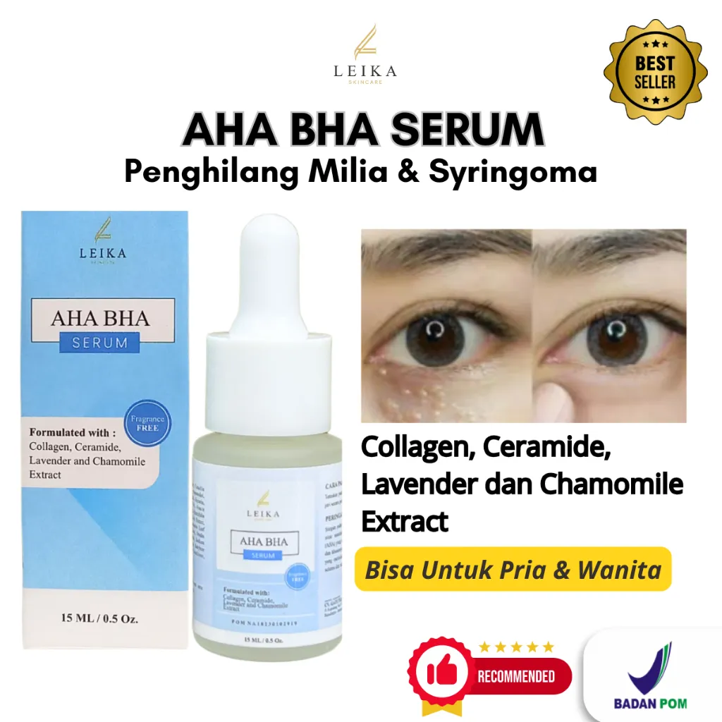 Ampuh Original Serum AHA BHA Leika Skincare Bpom Penghilang Milia Di wajah Penghilang Milia dibawah mata serum milia Penghilang milea penghilang bruntusan serum milia di bawah mata ampuh penghilang jerawat penghilang bekas jerawat obat jerawat bopeng