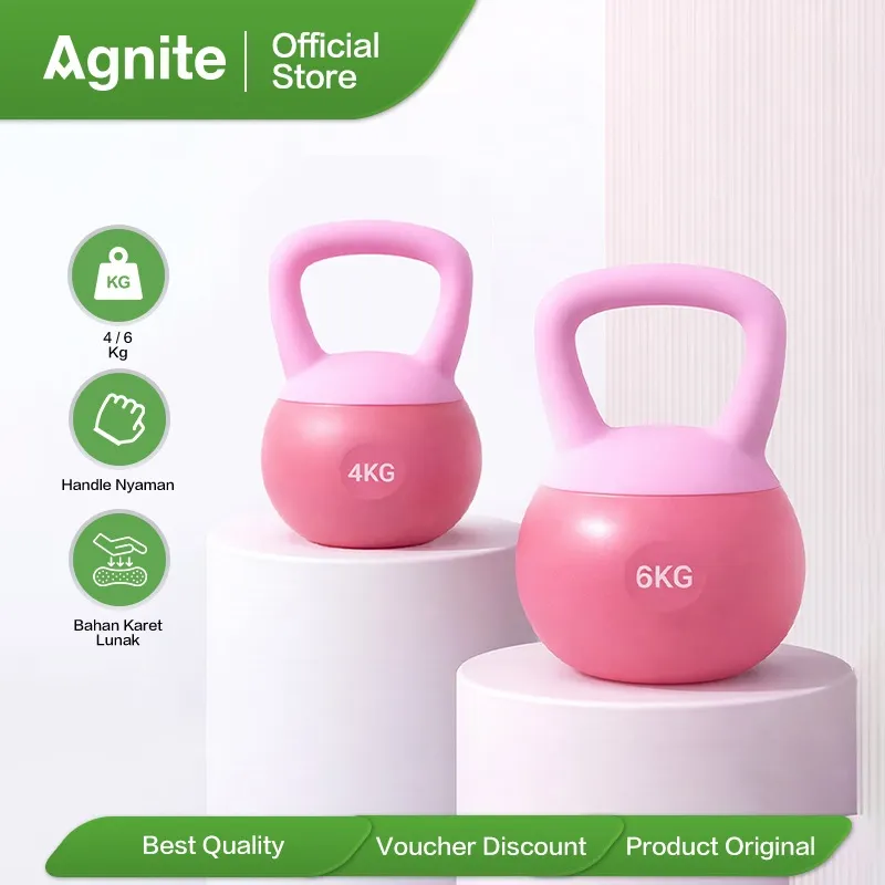 Agnite Soft Kettlebell 4kg 6kg Pink Lunak Gym Rumahan / Alat Latihan Beban Lembut ER072 ER073