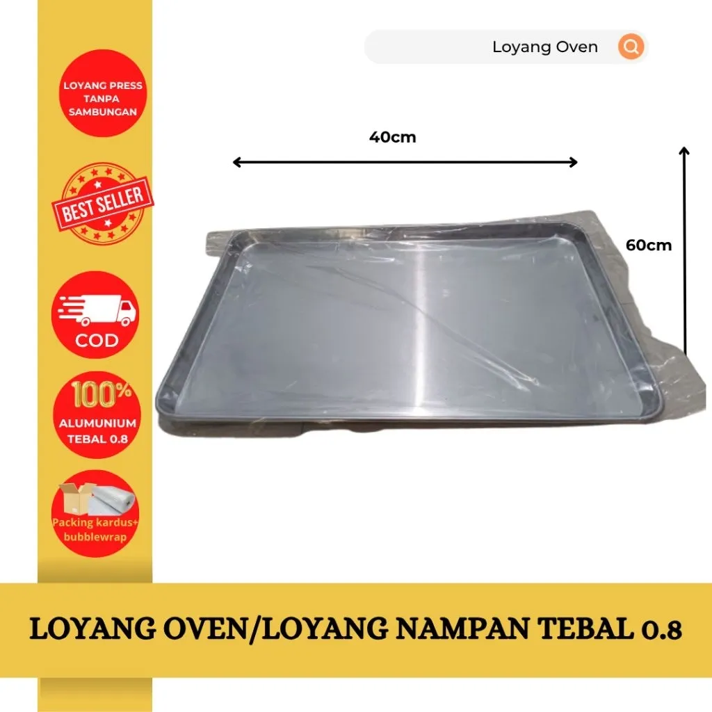 Loyang Oven Deck Tanpa Sambungan Alumunium Tebal 0.8 ukuran 40x60x3cm/Loyang Tray 60x40x3 Tebal/Loyang Oven Persegi Panjang Press Tanpa Sambungan/Bakery Pan/Food Pan/Loyang Kue Kering 60x40x3 Tebal Anti Lengket/Loyang Pemanggang Kue Kering Tebal Murah