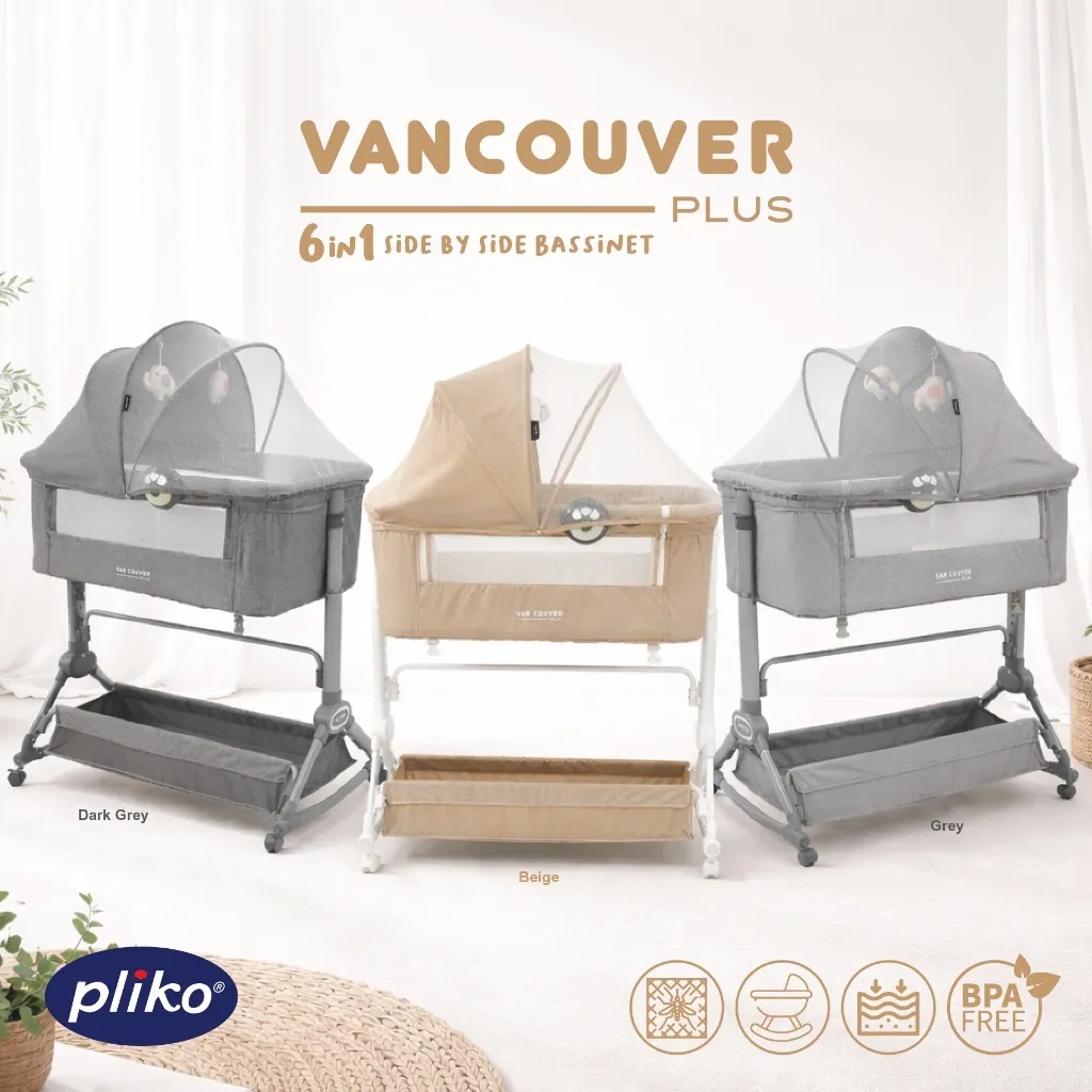 Makassar - Pliko B167R Vancouver Plus 6in1 Side by Side Bassinet Baby Box Tempat Tidur Bayi