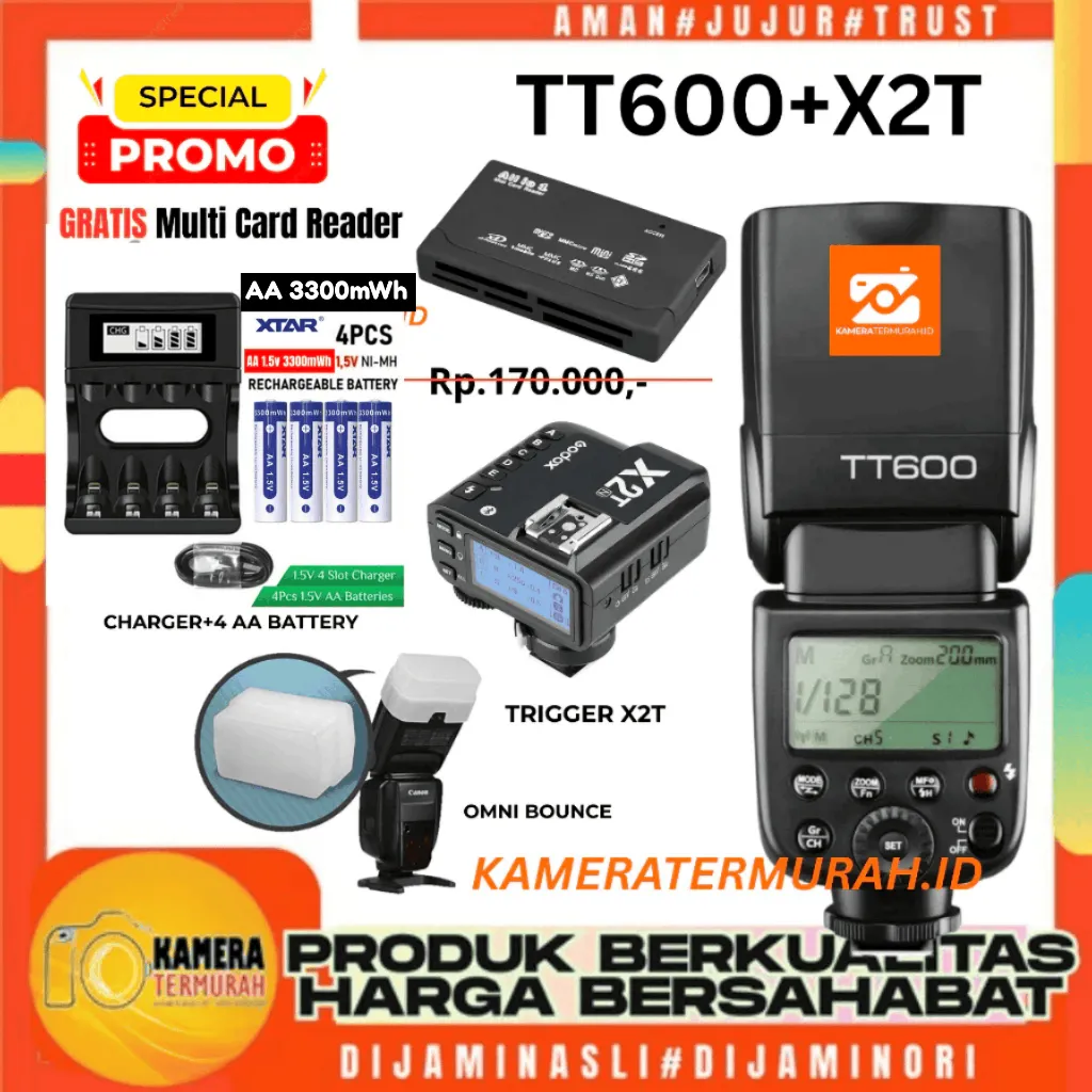 Speedlite Flash Godox TT600 TT 600 Universal + Trigger Godox Canon NiKon Sony Fuji Plus Diffuser GARANSI 1 TAHUN