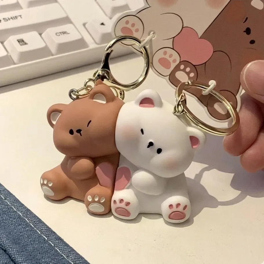 Gantungan Kunci Couple Magnet Pasangan Anjing dan Beruang Import gaya Korea