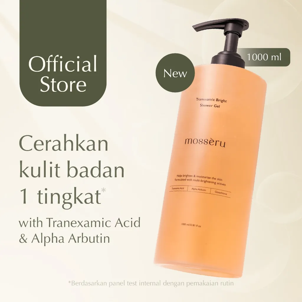 MOSSÈRU Shower Gel for Brightening with Tranexamic | Sabun Mandi Mencerahkan | Sabun Mandi Cair Pencerah Tubuh | Body Wash | Melembapkan