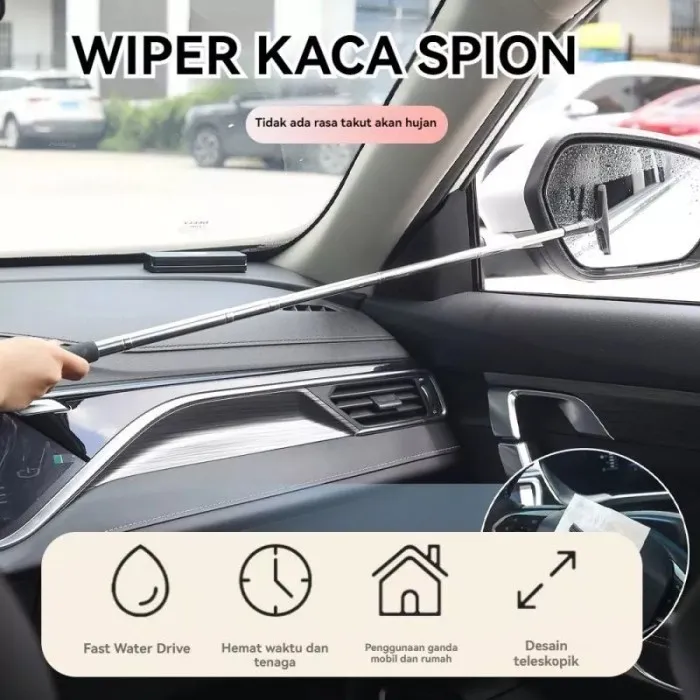 Alat Pembersih Sikat Wiper Kaca Jendela Mini Spion Mobil Universal Truck Pendek Panjang Teleskopik Telescopic Retracable Anti Air Fog Multifungsi Glass Wiper Retractable Car Rearview Mirror Wiper Telescopic Auto Mirror Cleaner 27 Cm - 98cm Long Handle