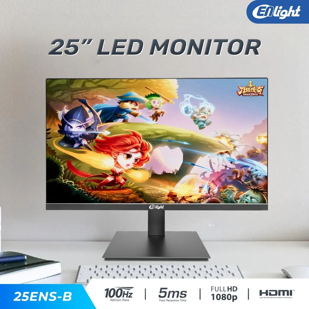 Monitor LED ENLIGHT 25ENS-B 25ENS B 25ENSB 25" inch VA FHD 100Hz 5ms DC VGA HDMI Designed for Productivity and Everyday