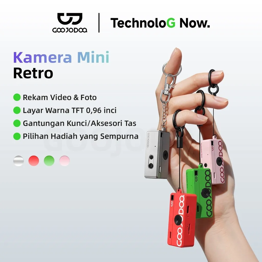 Goojodoq ibu jari Keychain Kamera - 720P Mini Camera, Aksesori CCD Retro, Hadiah Unik untuk Pelajar dan Teman