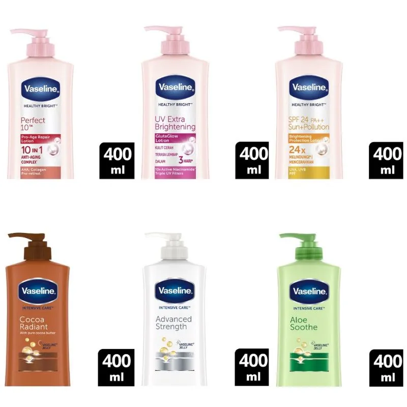 Vaseline Healty White Uv Lightening 400ml / Body Lotion Botol 400