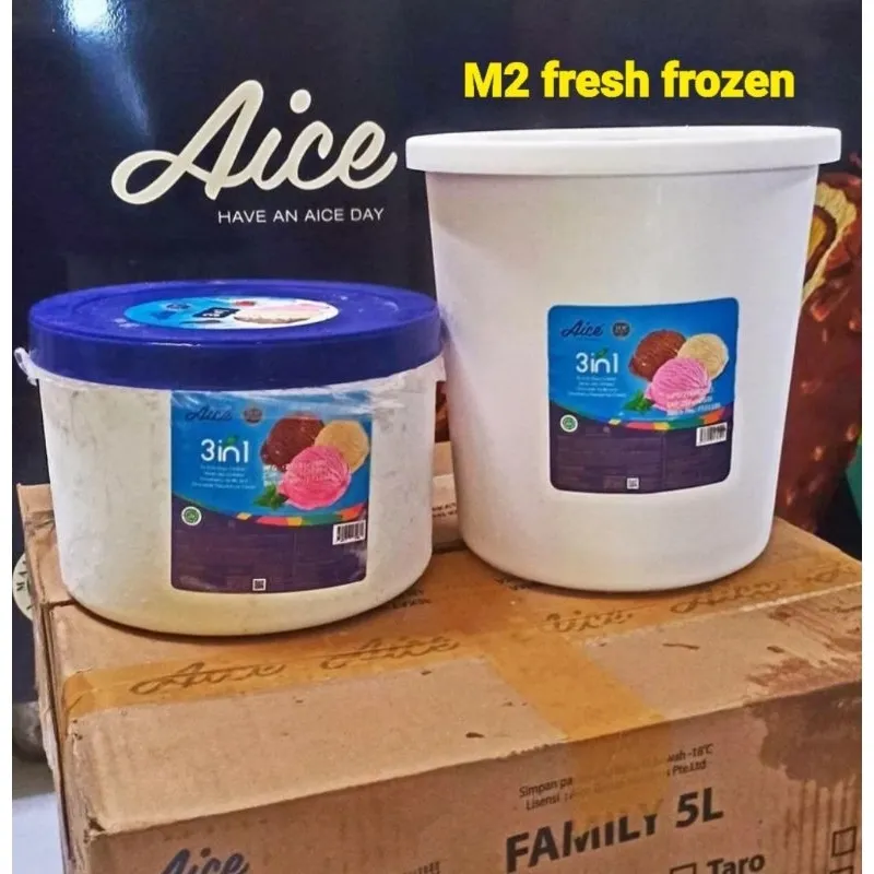 Aice | Halocoko | Diamond Ice Cream| 8Liter & 5Liter | 3In1 | Vanila | Strauberi | Coklat | Durian | Alpukat| halocokoaice