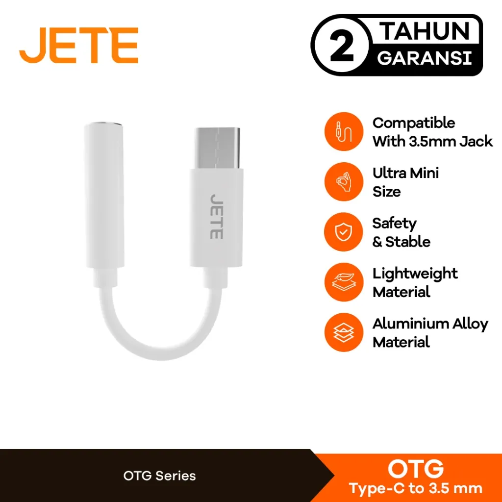 Kabel Type C to Audio AUX Jack 3.5mm Converter Adaptor HP JETE OTG-03