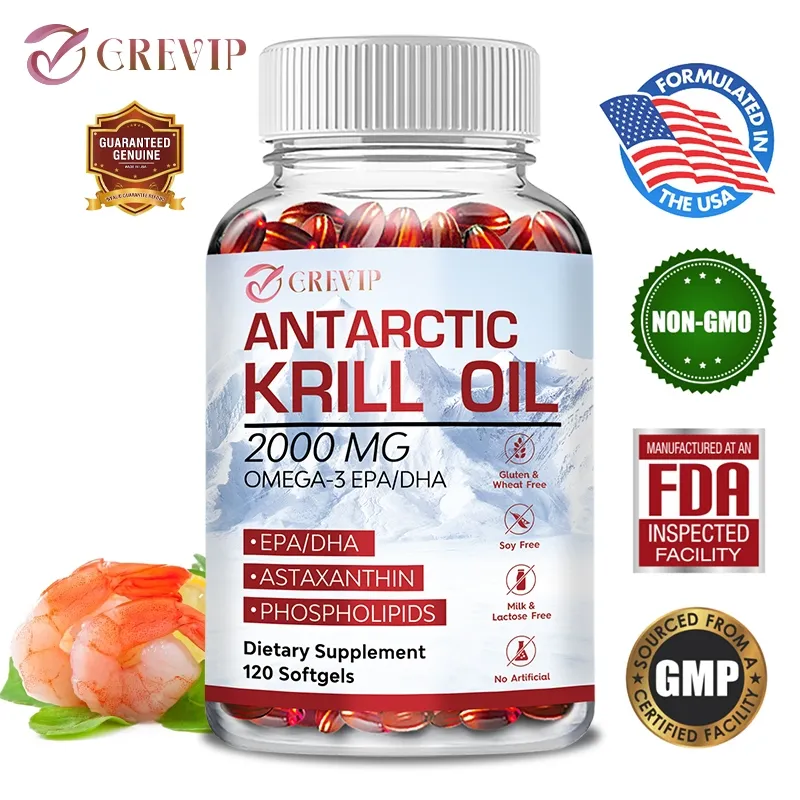 Minyak Krill Antartika 2000 mg - Dengan Omega-3 -Jantung, Otak, Dukungan Kekebalan Tubuh - Tanpa GMO