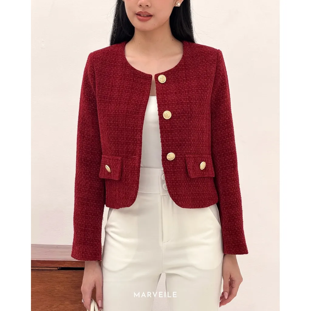 [ Marveile ] Bryle Tweed Blazer / Korean Top Blazer
