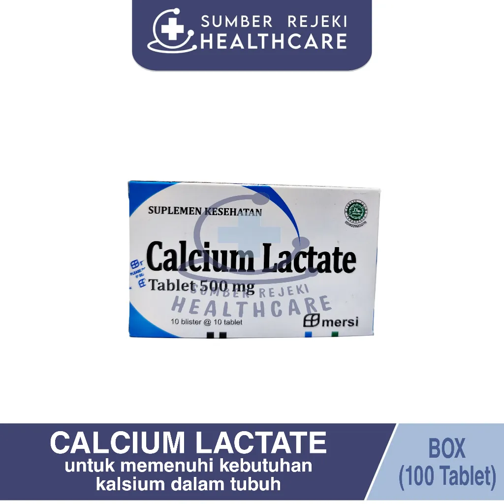 Calcium Lactate 500mg BOX 10 Strip (Isi 100 Tablet) - Memenuhi Kebutuhan Kalsium