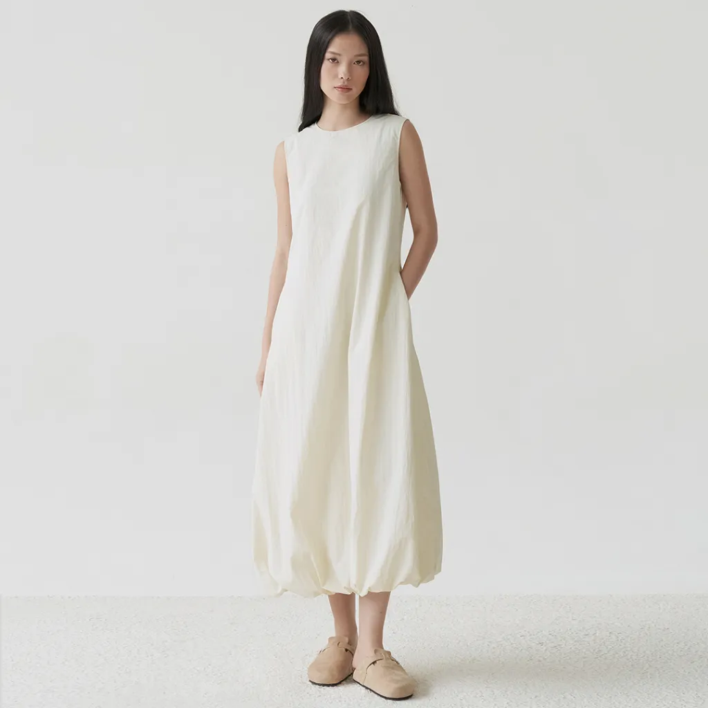 InKano Cirrus - Dress wanita sleeveless midi dress wanita dengan details rok balloon