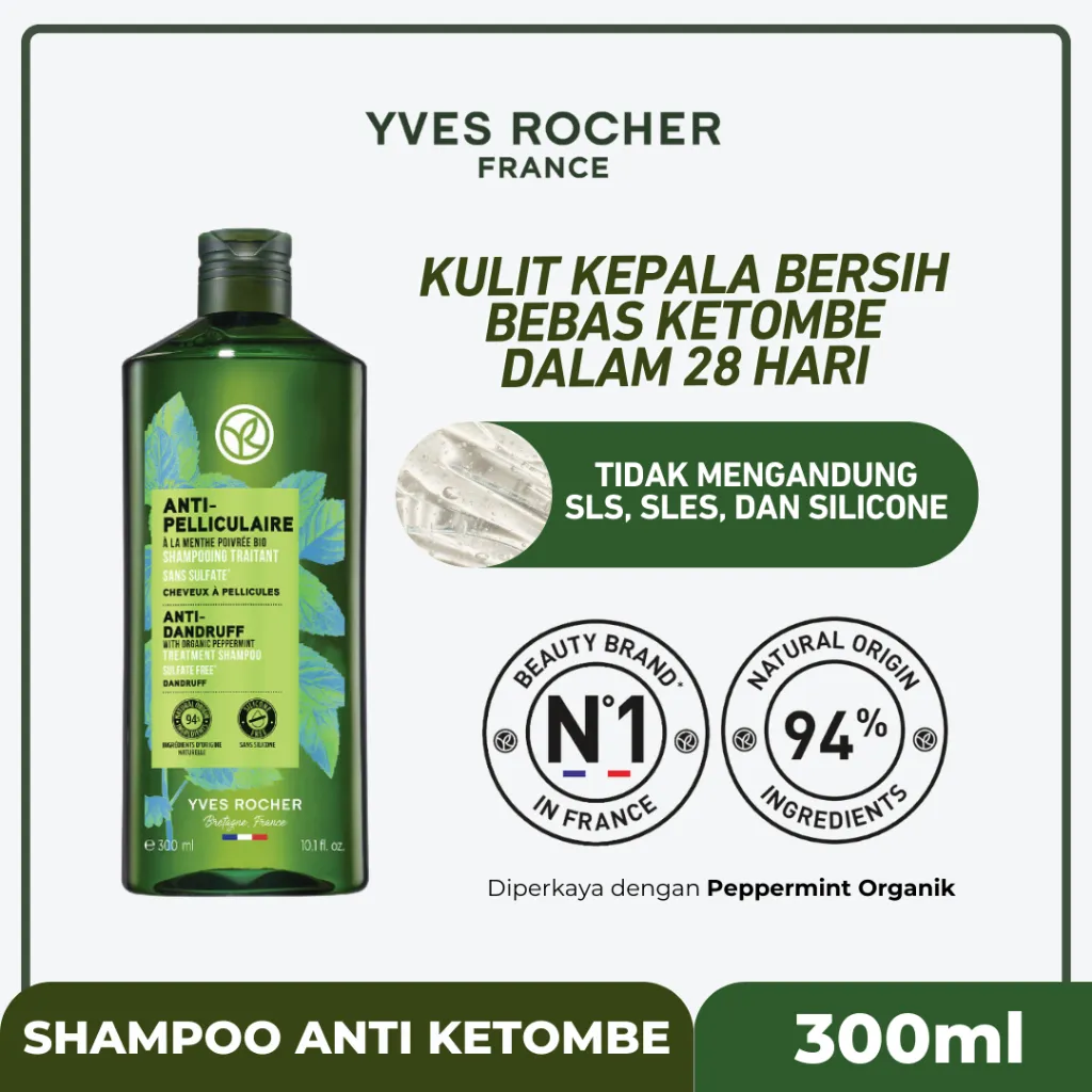 Yves Rocher Anti Dandruff Shampoo 300 ml - Shampo Anti Ketombe | Rambut Bebas Ketombe
