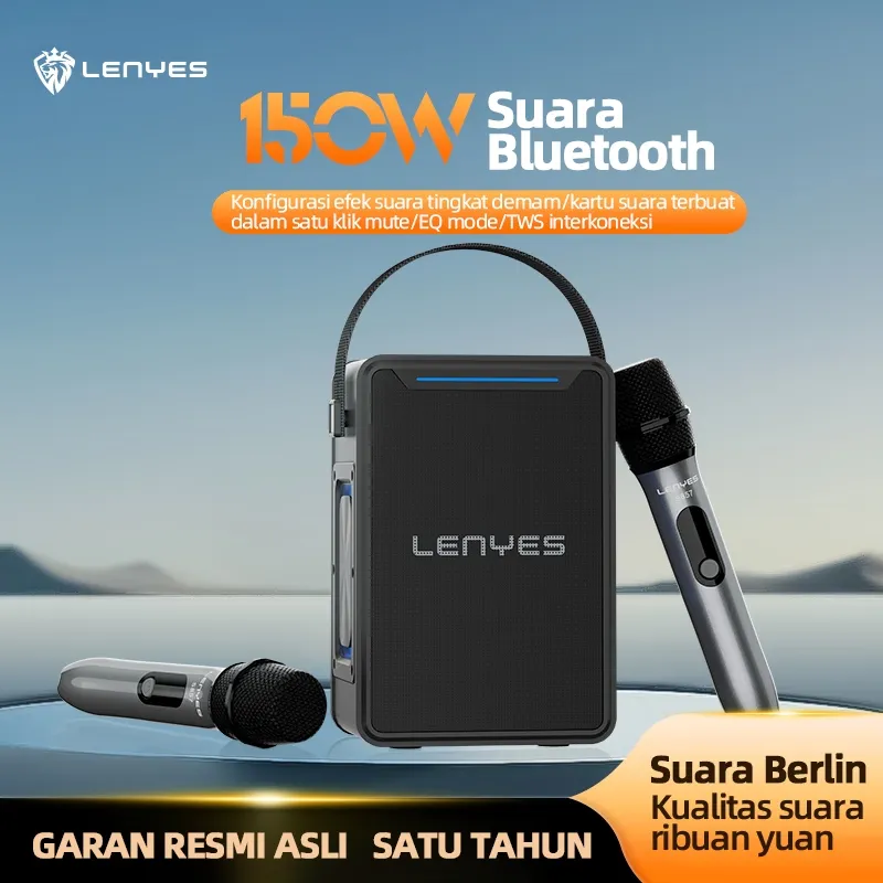 LENYES S857 150W KTV Wireless Speaker + Microphone Karaoke Bluetooth 5.3 Portable RGB Light DSP High Power TWS
