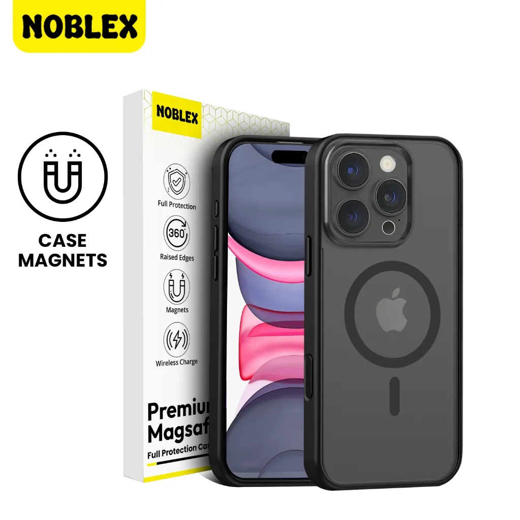 Noblex Magsafe Case iPhone Smoky Matte Obsidian Black Magnetic Case Premium – iPhone X–17 Series