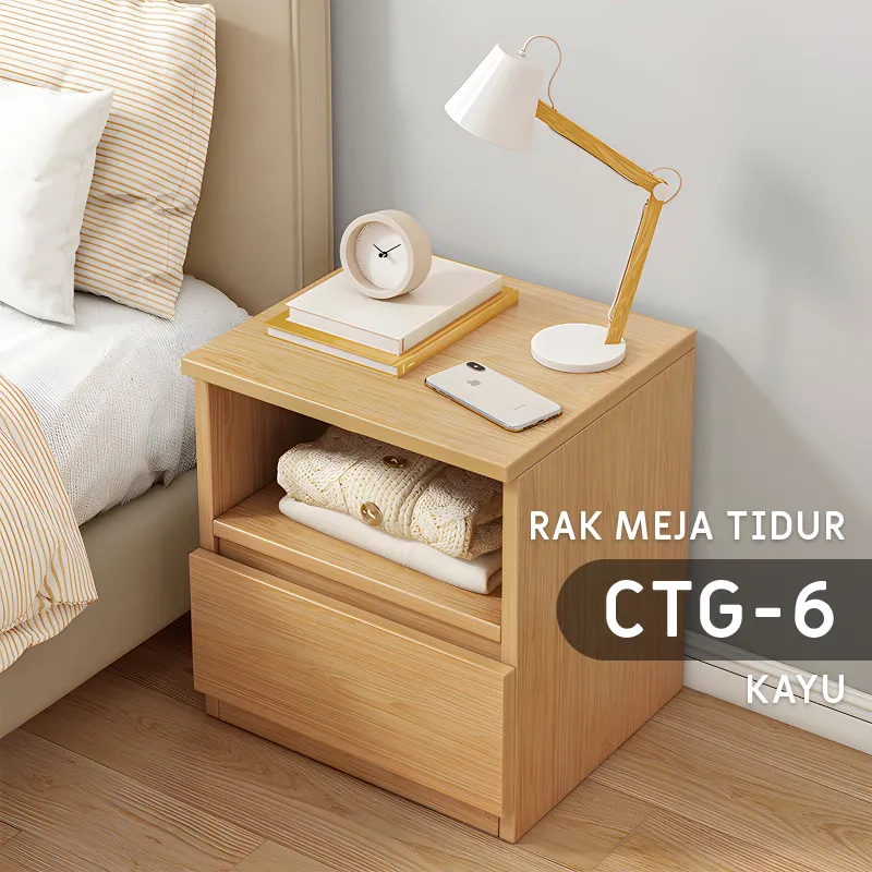 FURNITURE - Meja Nakas Minimalis Kayu Bedside Table Kamar Tidur Modern Aesthetic Dengan Laci Serbaguna