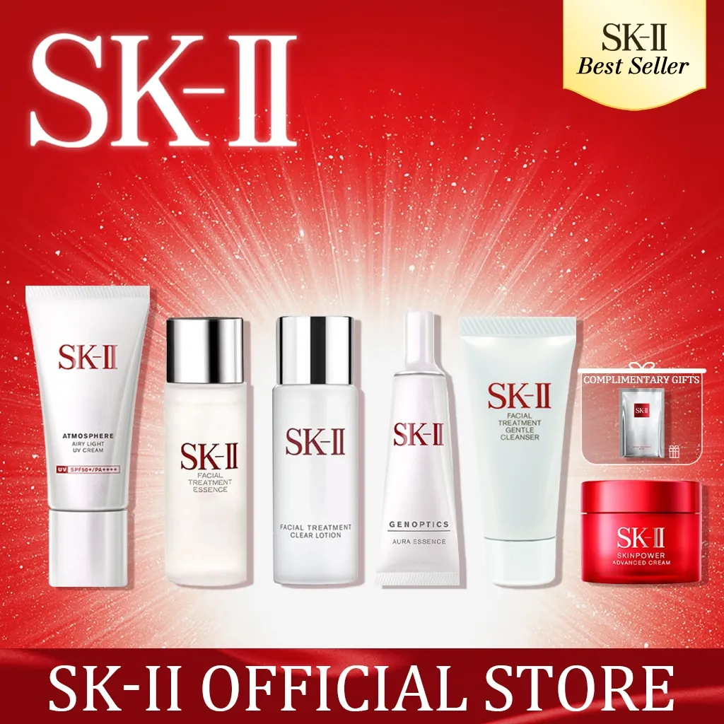 SK-II Best seller set /SK-II skincare skii setelan klasik Facial Treatment Gentle Cleanser/Clear Lotion/FTE Facial Treatment Essence/Genoptics Aura Essence/Skinpower Cream Skinpower Airy Milky Lotion