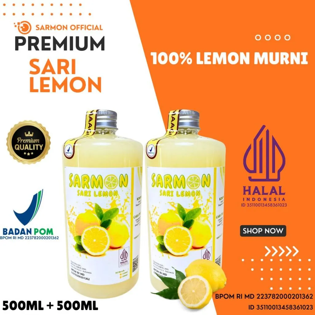 Sarmon 1 Liter Sari Lemon / Air Lemon Murni 100% Fresh untuk Diet & Detox