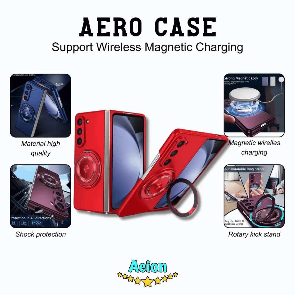 AERO CASE CASING ROTARY RING STAND MAGNET FOR SAMSUNG Z FOLD 4 Z FOLD 5 Z FOLD 6 Z FOLD 7 FOLD4 FOLD5 FOLD6 FOLD7 FLEX HINGE FULL PROTECT - AE-205
