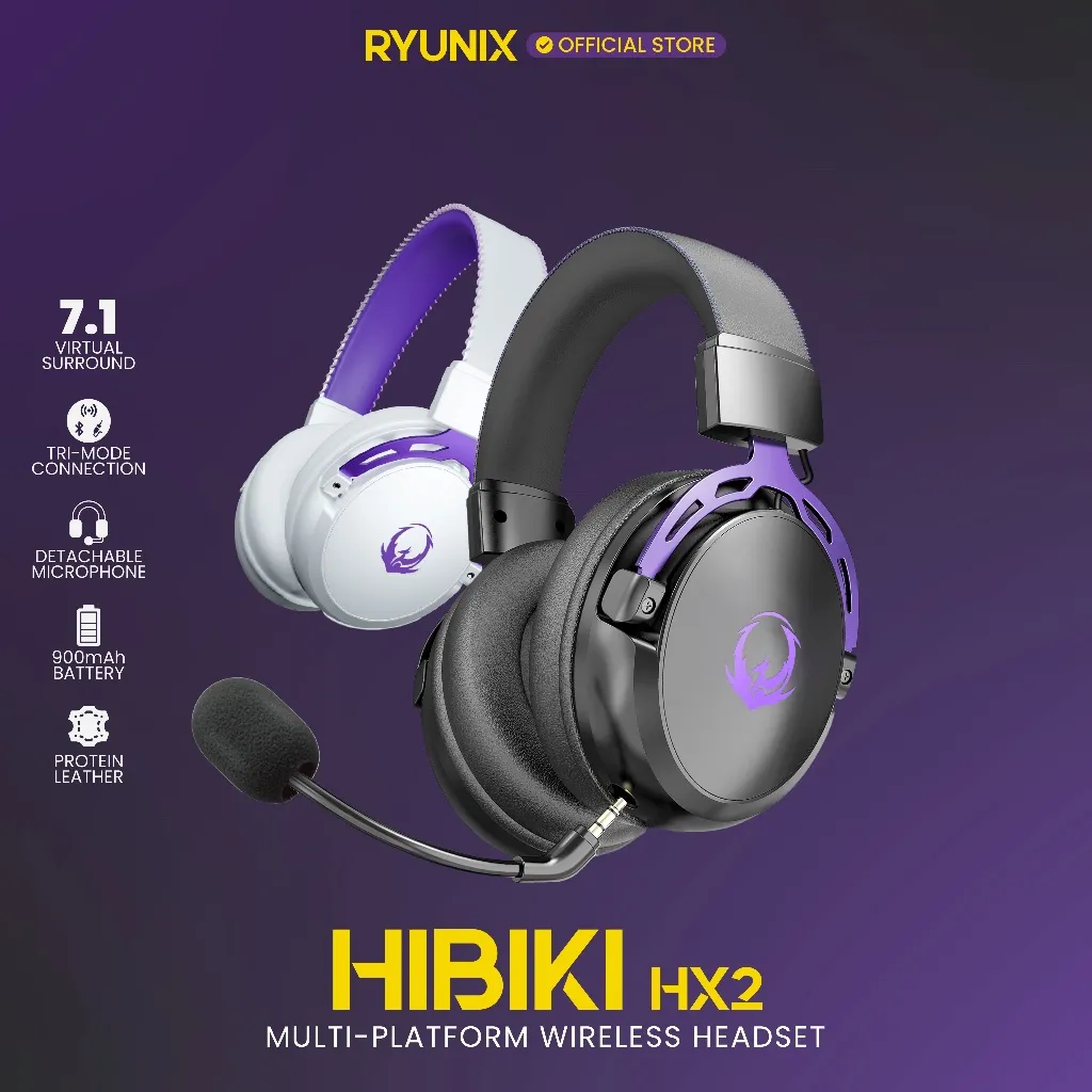 Sades Ryunix Hibiki HX2 Headset Gaming 7.1 Wireless Bluetooth