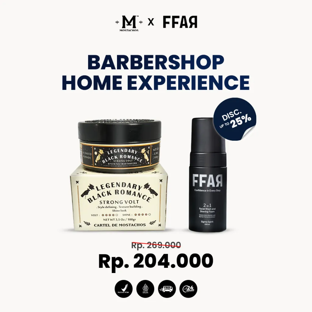 Barbershop Home Experience - FFAR Sigma Spirit 2in1 Facial Wash & Shaving Foam + Mostachos Oil Based Pomade