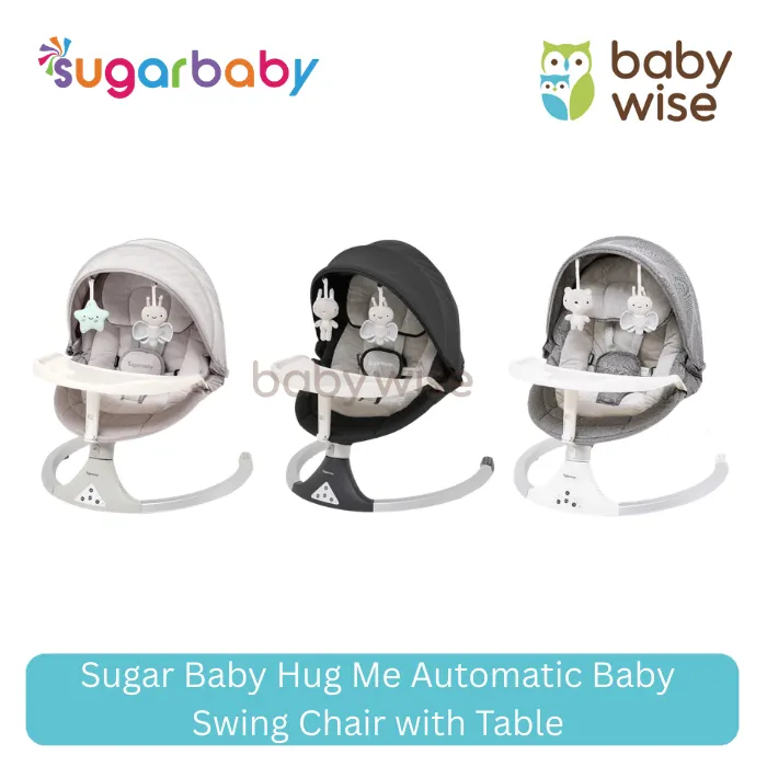 Sugar Baby Hug Me Automatic Baby Swing Chair with Table Bouncer Rocker + Table Melody Music & Toys - Ayunan Bayi Otomatis Elektrik + Bantal Mainan Musik dan Meja Makan