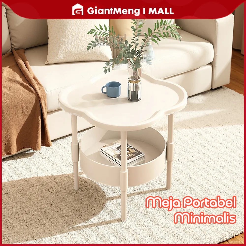 GiantMeng - Meja Kopi Rak Penyimpanan Dua Lapis Mini Portabel / Meja sudut Kamar Minimalis