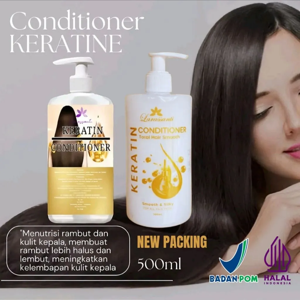 Terlaris Kondisioner / Conditioner Rambut Keratin LARASSANTI extract buah Pelurus Rambut Pump 500ml