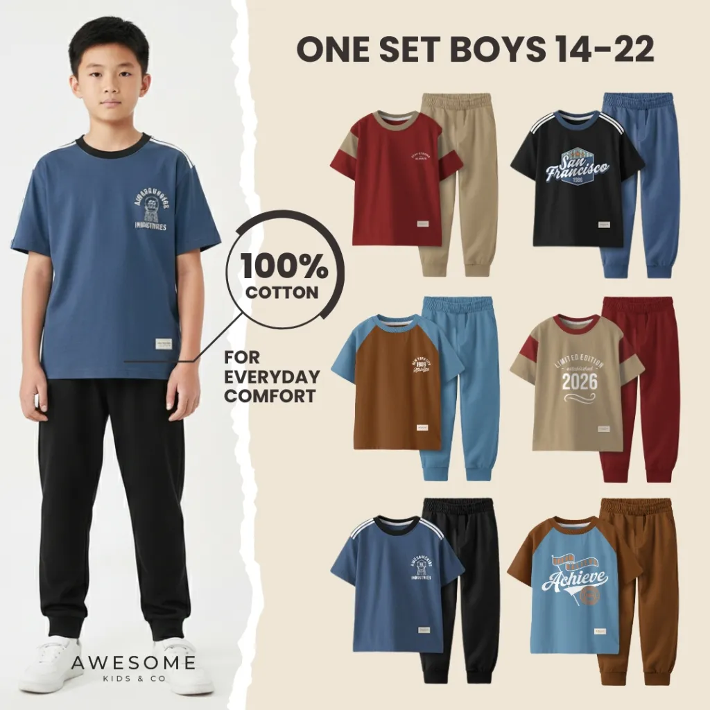 Setelan Kaos Piyama 14-22 Baju Tidur Celana Panjang Anak Remaja