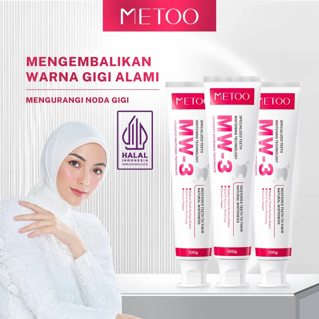 [BPOM] METOO PASTA GIGI MW3- BPOM- 100g*1/2/3 - pemutih gigi / Bebas Sensitif / Bebas Karang Gigi / Pasta Gigi Probiotik / Membersihkan Noda Gigi / Karang Gigi / Gusi Sensitif