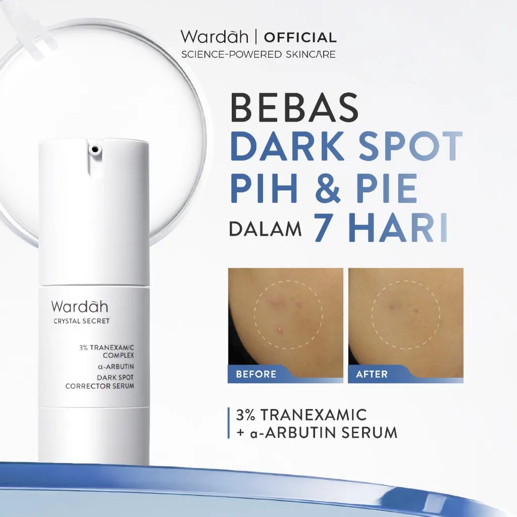 Wardah 3% Tranexamic Acid + Alpha Arbutin Crystal Secret Dark Spot Brightening Serum 20 ml - Serum Dengan Ekstrak Edelweiss Mencerahkan dan Menyamarkan Flek Hitam untuk Semua Jenis Kulit- Skincare