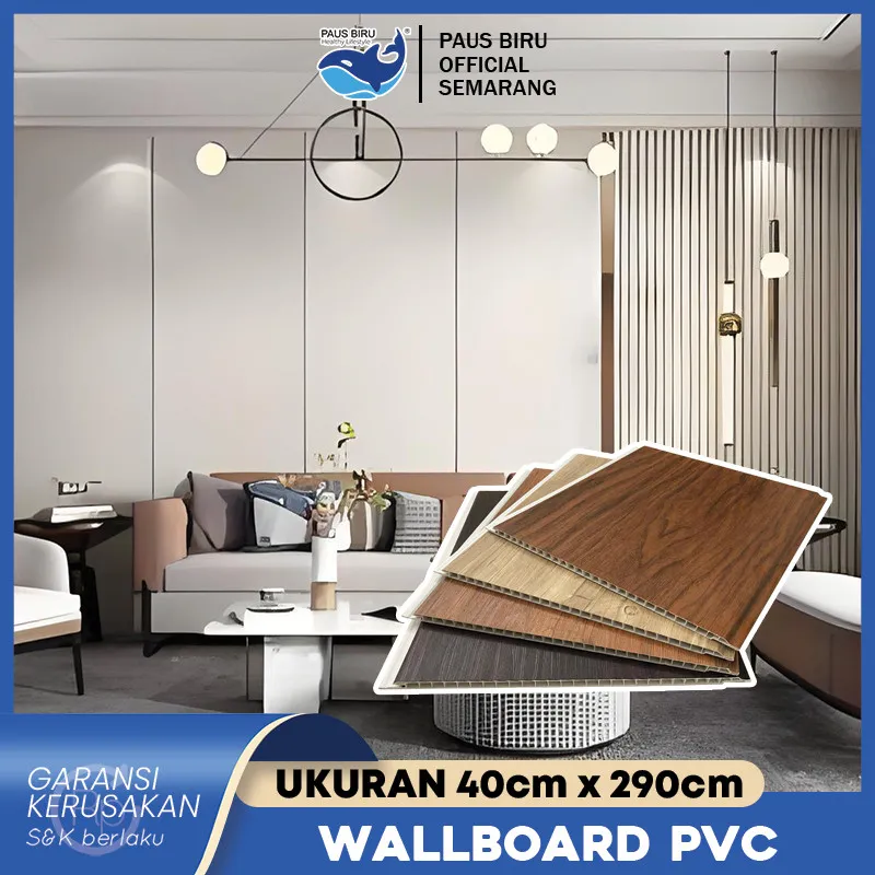 Paus Biru - Wallboard PVC 40 x 290cm Wall Panel WPC Premium Dekorasi Dinding Backdrop TV Serat Kayu