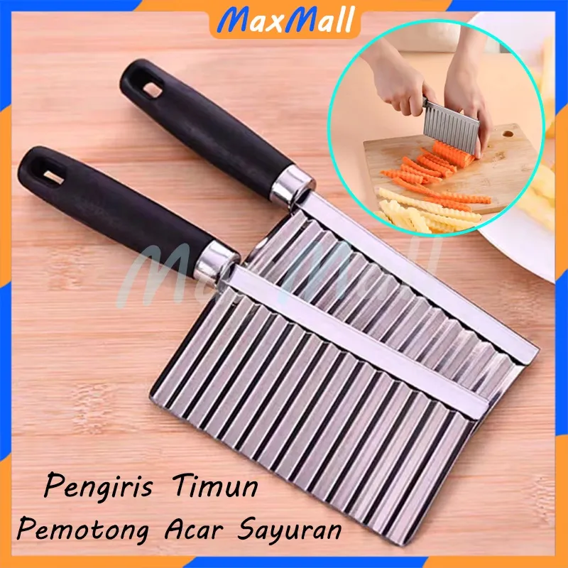Pisau Kentang Potong Model Gelombang Timun Wortel Kripik Wave Slicer Knife Pisau Acar Timun Wortel Kentang Gerigi Irisan Agar Agar