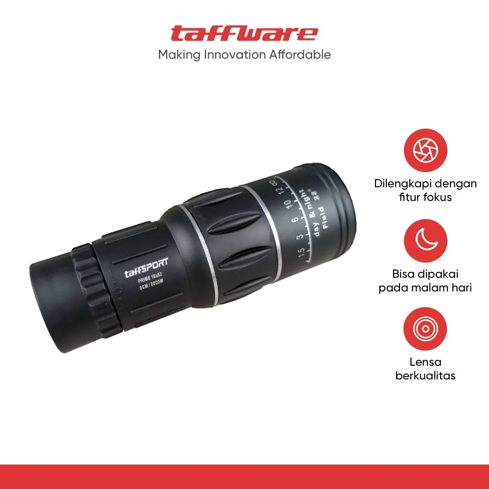 TaffSPORT Prime Teropong Monokular Focus and Zoom Lens Adjustable Telescope 66M/8000M - 16x52