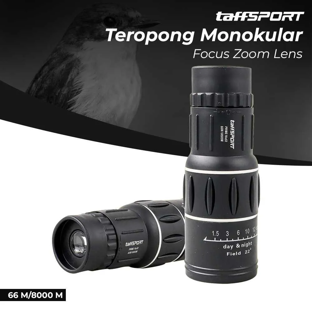 TaffSPORT Prime Teropong Monokular Focus Zoom Lens 66M/8000M - 16x52
