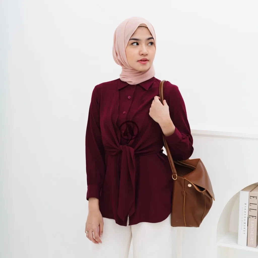 Jenna Blouse Aretha Indonesia | Kemeja Kerja / Office Blouse Wanita Hijab Lengan Panjang