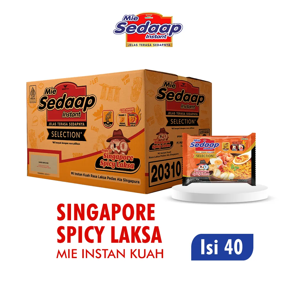 Sedaap Mie Instan Singapore Spicy Laksa Bag 83 gr isi 40 (Kardus)