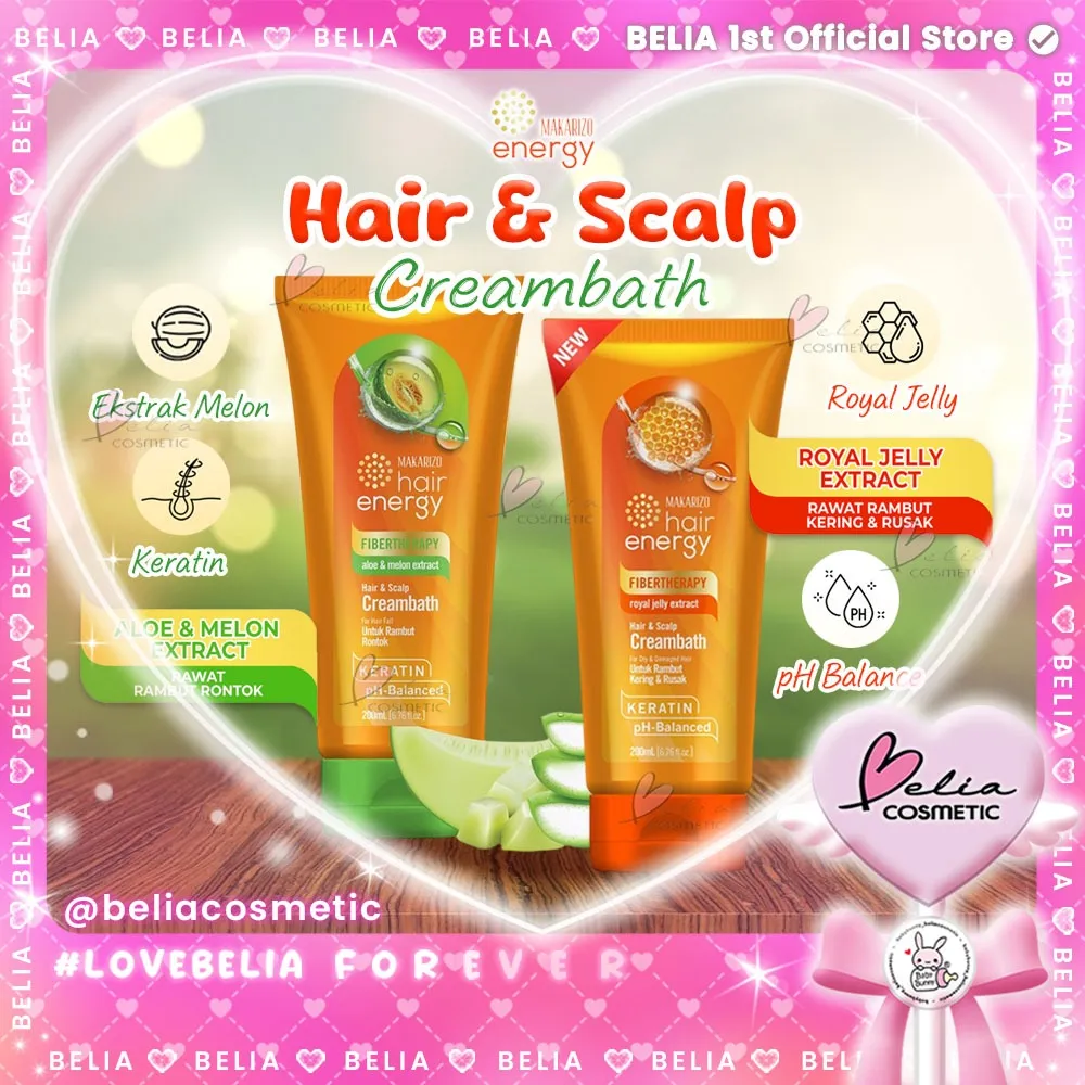 ❤ BELIA ❤ MAKARIZO Hair Energy Creambath TUBE 200ml | Hair & Scalp Krimbat | Perawatn Rambut Rontok Rusak Ketombe Kering Bercabang