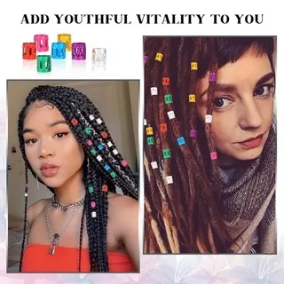Cincin Klip isi 100 Pcs Manik Adjustable Aksesoris Dekorasi Kepang Rambut Hair Braid