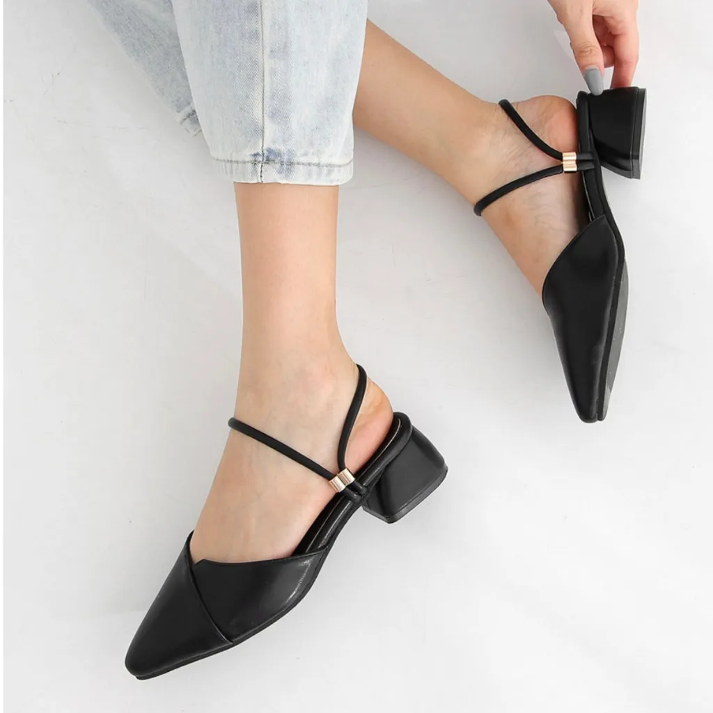 Sandal Heels Wanita cantik Eliza Hak 3 CM Big Size 35 - 45