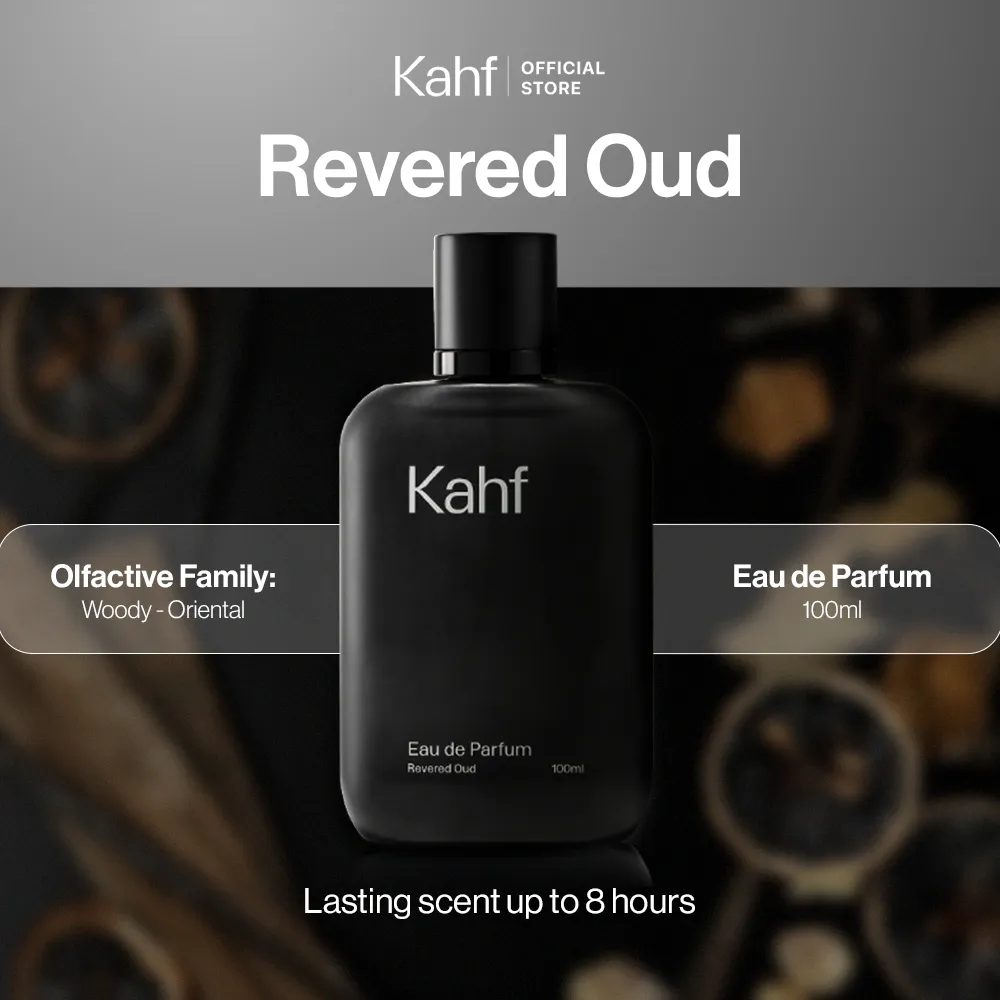 Kahf Revered Oud Eau de Parfum 100 ml Long-Lasting Fragrance (EDP) - Oud and Amber Scent  - Wangi Tahan Lama - Luxury Scent