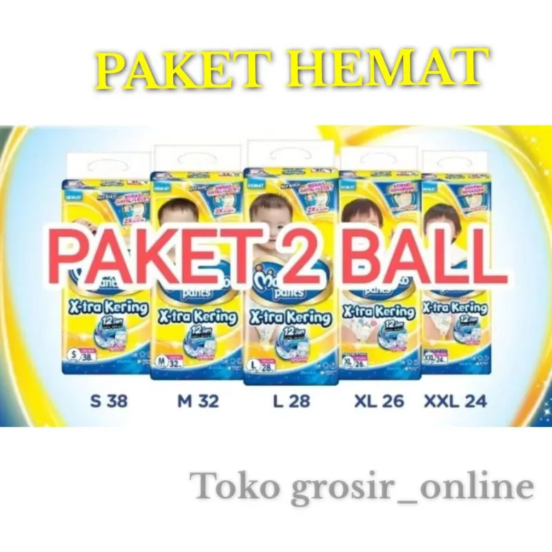 2 Ball - Mamypoko Popok Extra Kering Nbs44 S38 M32 L28 XL26 XXL24