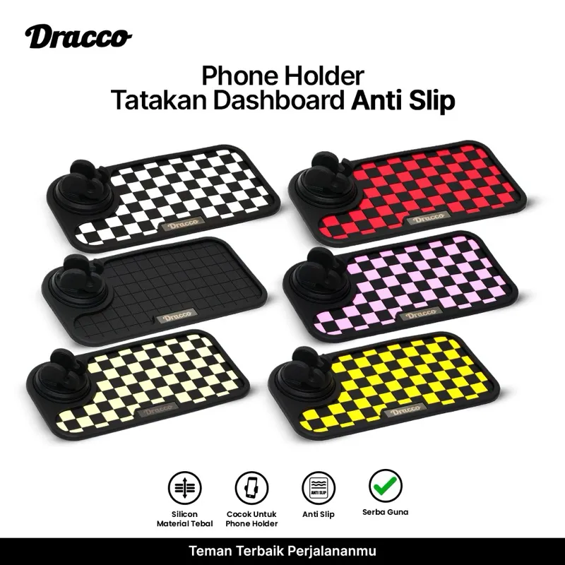 Alas Dashboard Mobil Anti Slip DRACCO – Karpet Dashboard Holder HP Anti Geser, Universal & Stylish