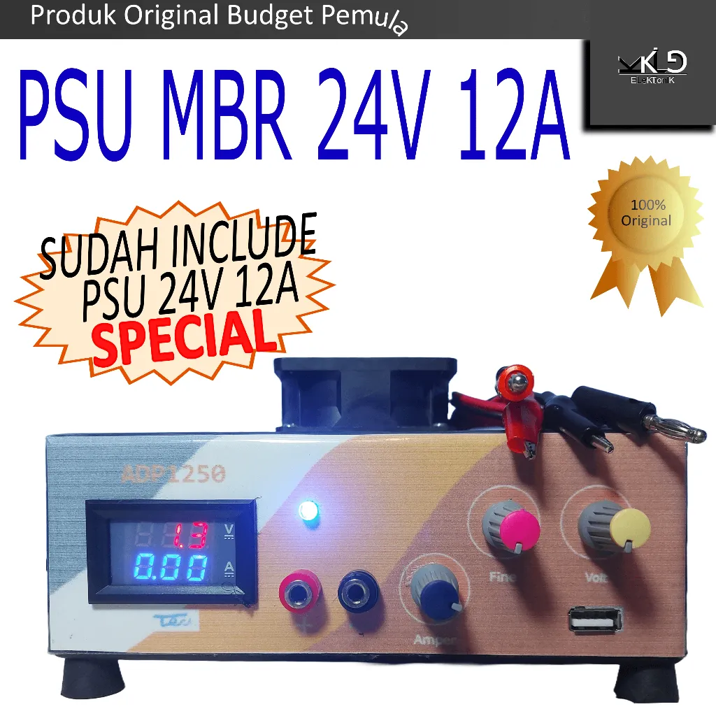 Power Supply Adaptor PSU MBR 24V 12A Max  Charger Batterai AA AAA 18650 Charger Accu Aki LED Kipas Dinamo Gerinda Mini adaptor camera CCTV Paket komplit tinggal pakai 24 volt